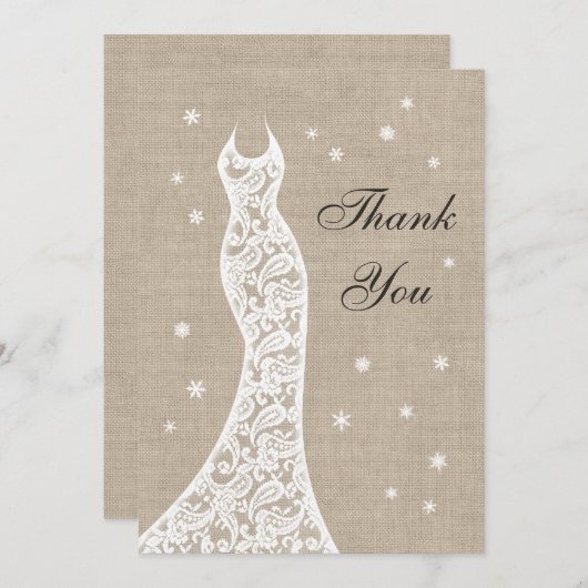 Mooie Burlap Winter dank u Bedankkaart (Voorkant / Achterkant)