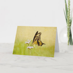 Mooie Butterfly en Flower Art-scriptkaart Kaart