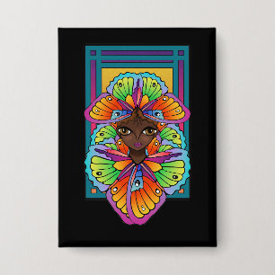 Mooie Butterfly Girl Custom-Cut Vinyl Sticker Button