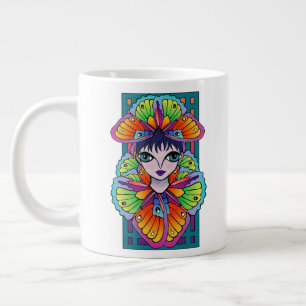 Mooie Butterfly Girl Custom-Cut Vinyl Sticker Extra Grote Beker