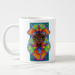 Mooie Butterfly Girl Custom-Cut Vinyl Sticker Extra Grote Beker