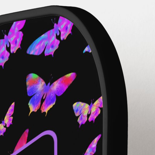 Mooie Butterfly Pattern Monogram naam Pickleball Paddle (Links Detail)