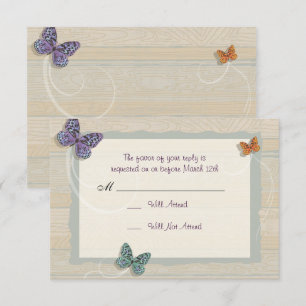Mooie Butterfly Wedding Matching RSVP Kaartje