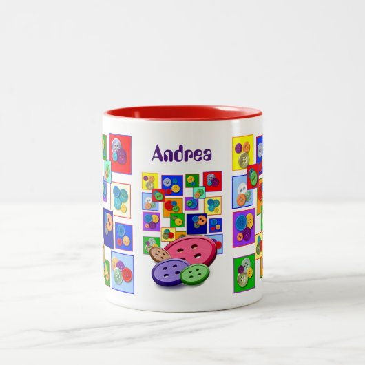 Mooie Buttonnen Tweekleurige Koffiemok (Center)