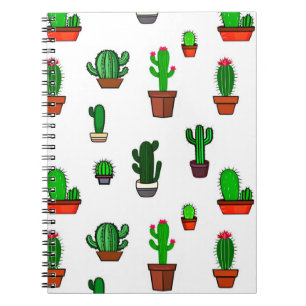 Mooie Cactus illustraties Patroon Wit Notitieboek