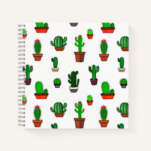 Mooie Cactus illustraties Patroon Wit Notitieboek