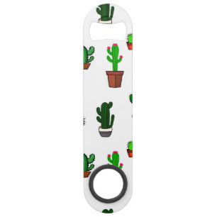 Mooie Cactus illustraties Patroon Wit Speed Flessenopener