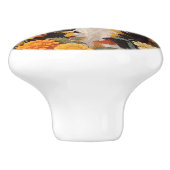 Mooie Calico kat met goudsbloem bloemen Keramische Knop (Zijkant)