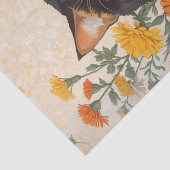 Mooie Calico kat met goudsbloem bloemen Tissuepapier (Detail)