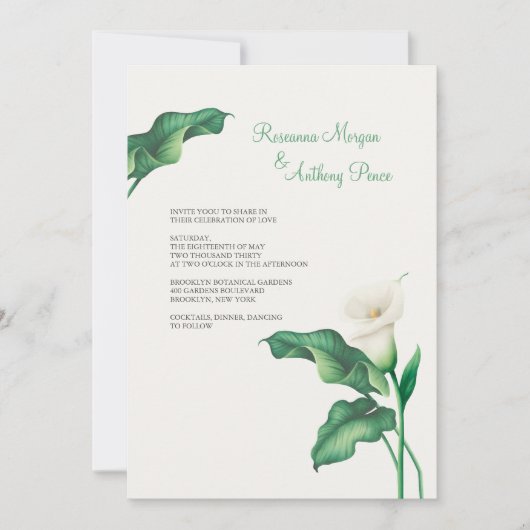 Mooie Calla Lily bruiloft uitnodigingen (Voorkant)