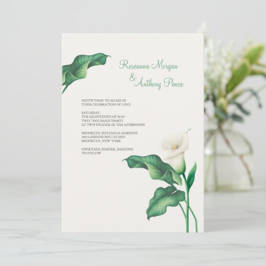 Mooie Calla Lily bruiloft uitnodigingen (Staand voorkant)