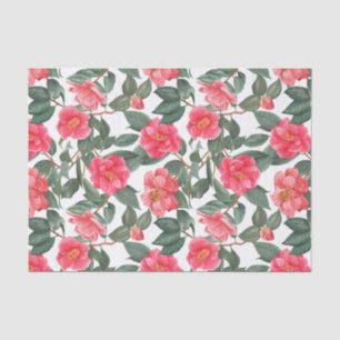 Mooie Camellia Flowers en Leaves Pattern Tissuepapier