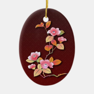 Mooie camellia tak keramisch ornament
