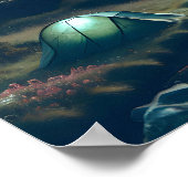 Mooie camping met bergen en tenten poster (Hoek)