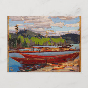 Mooie Canadese Lake Scene Tom Thomson Bateaux Briefkaart