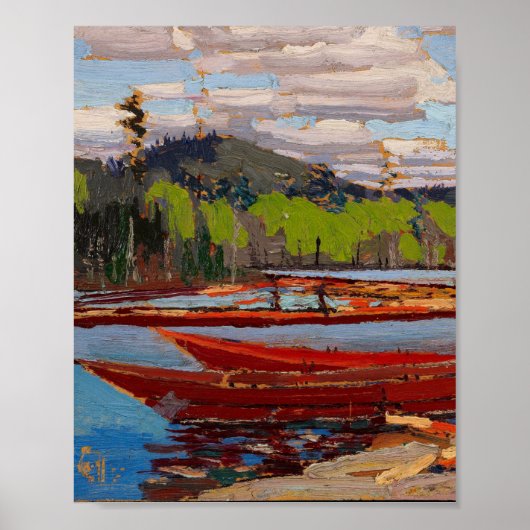 Mooie Canadese Lake Scene Tom Thomson Bateaux Poster (Voorkant)