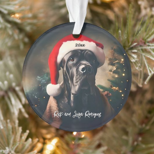 Mooie Cane Corso met Santa Hat Ornament (Boom)