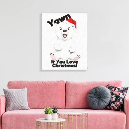 Mooie Canvas Muur Kunst van een Ijsbeer met Kerst (Insitu (Woonkamer))