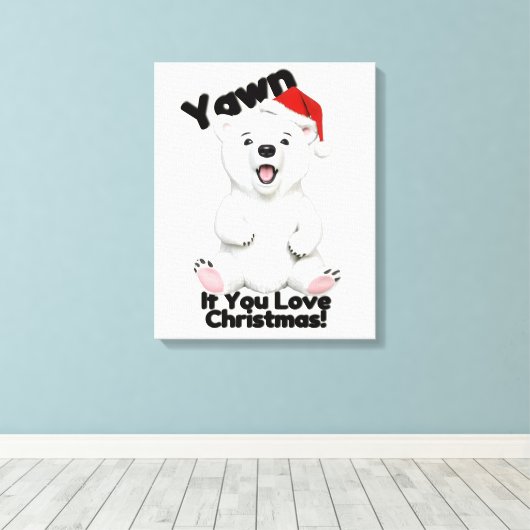 Mooie Canvas Muur Kunst van een Ijsbeer met Kerst (Insitu (Houten vloer))