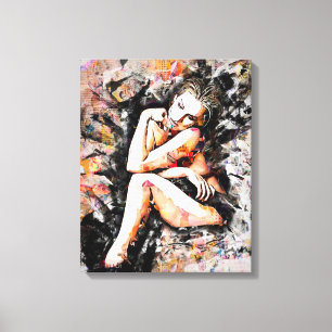 Mooie Canvas van Dame Abstract Art Wrapped Afdruk