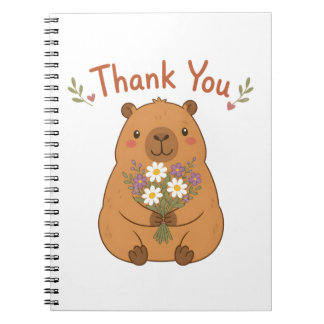 Mooie Capybara Dank Je Wel Wilde Bloemen Notitiebo Notitieboek