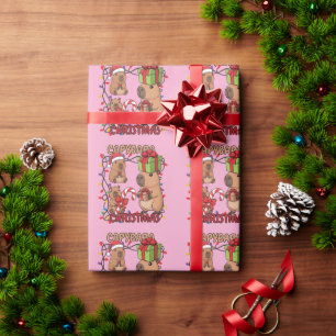 Mooie Capybara Kerstverlichting Feestelijke Feest Cadeaupapier