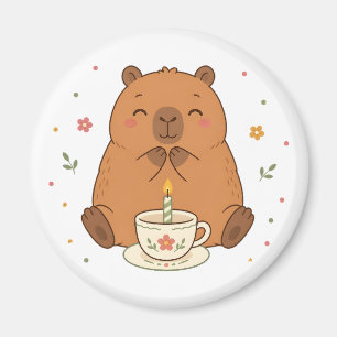 Mooie Capybara Verjaardagskaars Theekopje Magneet