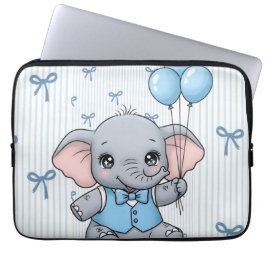 Mooie Cartoon Baby Olifant Blauwe Laptop Hoes