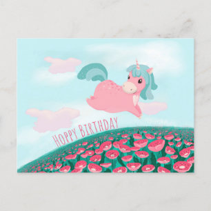 Mooie Cartoon Eenhoorn Roze en Mint Kaart