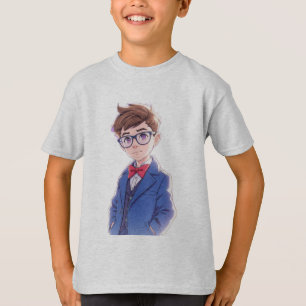 Mooie Cartoon Jongen in Blauwe Pak Kinderen T-shir T-shirt