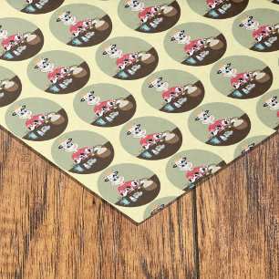 Mooie cartoon koe die eieren verft met paaseieren- tissuepapier