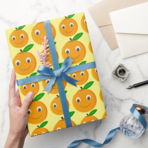Mooie Cartoon Oranje Tekening Cadeaupapier
