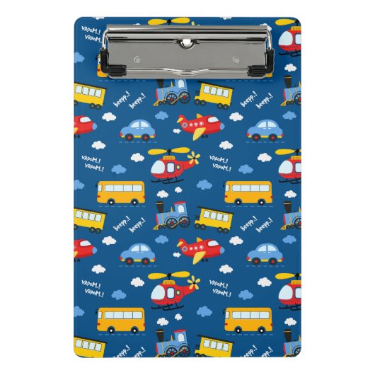Mooie Cartoon Voertuigen Patroon Mini Klembord (Voorkant)