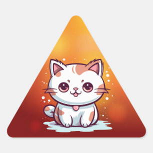 Mooie Cat Kawaii stijl Clipart-47758 Driehoek Sticker