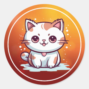 Mooie Cat Kawaii stijl Clipart-47758 Ronde Sticker