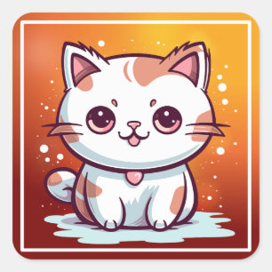 Mooie Cat Kawaii stijl Clipart-47758 Vierkante Sticker
