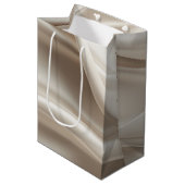 Mooie Champagne Gouden Romantische Nep Satijn Brui Medium Cadeauzakje (Voorkant Gekanteld)