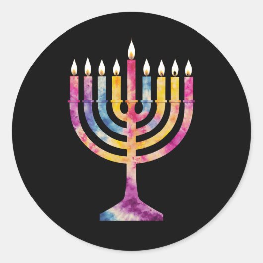 Mooie  Chanoeka Menorah Happy Chanoeka Ronde Sticker (Voorkant)