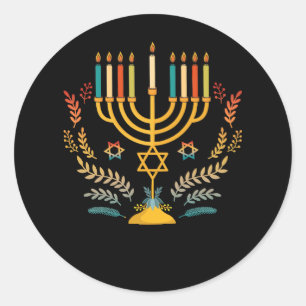 Mooie  Chanoeka Menorah Happy Chanoeka Ronde Sticker