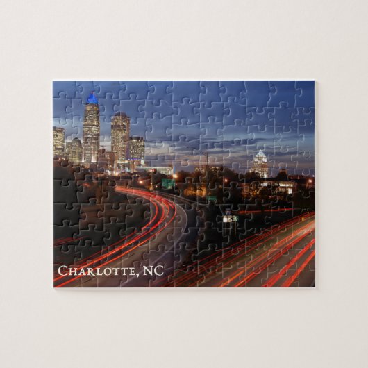 Mooie Charlotte NC Skyline Highway in Dusk Legpuzzel (Horizontaal)