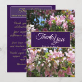 Mooie Cherry Blossom Pink Paars Bereavement Bedankkaart (Voorkant / Achterkant)