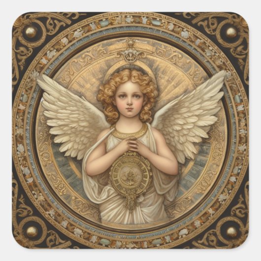 Mooie Cherub Angel Vierkante Sticker (Voorkant)