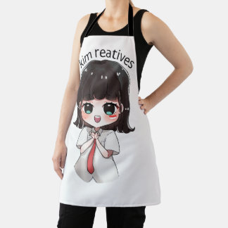Mooie Chibi Anime Meisje All-Over Print Keuken Sch Schort