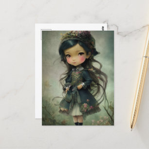 Mooie Chibi Kawaii Style Girl Art Briefkaart
