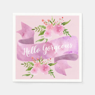 Mooie Chic Bloemige Roze Hello Gorgeous Servet
