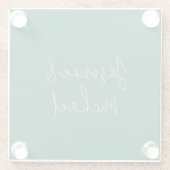 Mooie Chic Calligrafie Koppel Namen Groen & Goud Glazen Onderzetter (Achterkant)