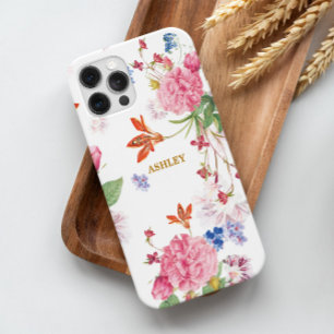 Mooie Chic Roze Witte Camellia Bloem Custom iPhone 16 Pro Hoesje