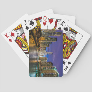Mooie Chicago-rivier bij zonsondergang, Illinois Pokerkaarten