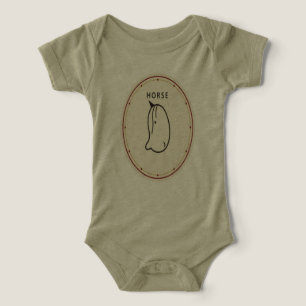 Mooie Chinese paard lijnkunst baby peuter shirt
