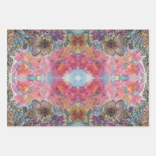 Mooie chique bloementuin Waterverf schilderij Inpakpapier Vel (Voorkant 3)